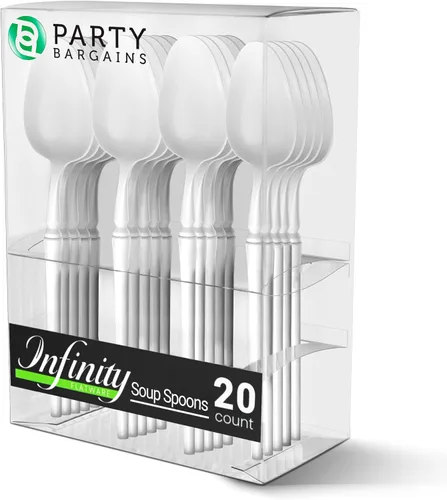 Miniatura 31 de Party Bargains Juego de cubiertos negros de plástico desechable, utensilios de diseño moderno infinito, paquete de 40: 16 tenedores, 8 cuchillos, 16