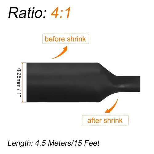 Miniatura 2 de MECCANIXITY Tubo termorretráctil, relación 4:1, diámetro de 1 pulgada de diámetro, 15 pies, tubo termorretráctil de doble pared, impermeable
