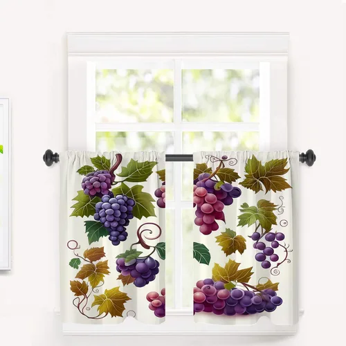 Miniatura 229 de Cortinas opacas de poliéster multicapa para cafetería, con diseño de diamantes, 2 unidades, 26 x 24 pulgadas