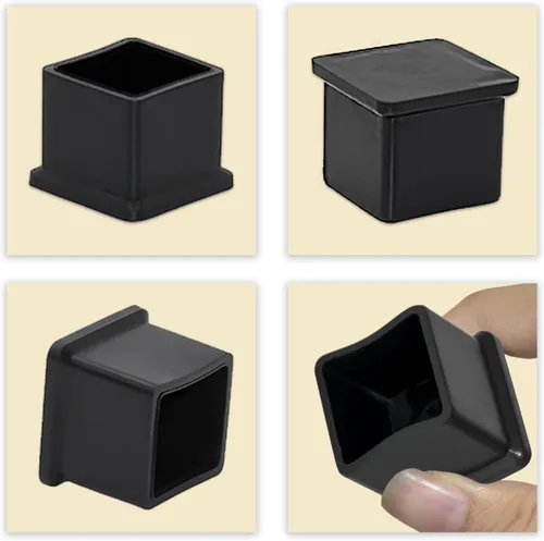 Miniatura 5 de Flyshop Tapones de PVC para patas de silla de patio, protectores de suelo cuadrados negros 10 unidades, 1 pulgada x 1 pulgada, 0.984 x 0.984 in