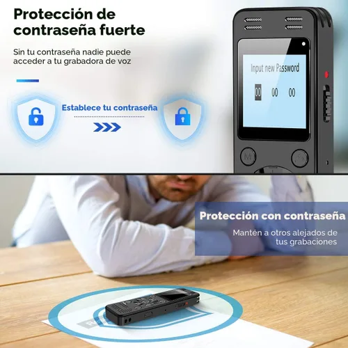Miniatura 6 de EVIDA - Grabadora de voz digital de 128 GB para conferencias y reuniones, 9296 horas, dispositivo de grabación activado por voz, grabadora de audio
