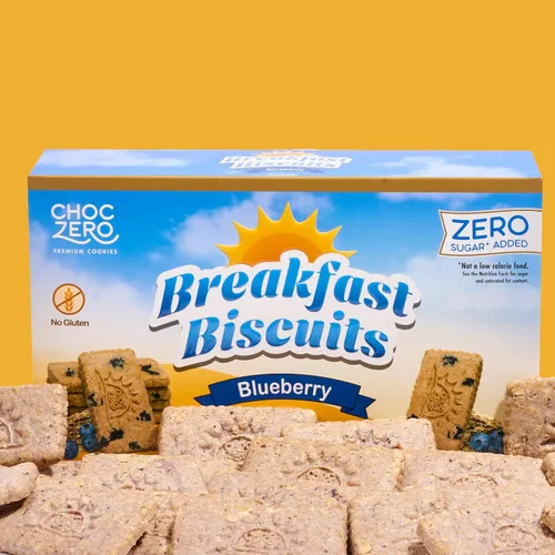 Miniatura 6 de ChocZero Galletas de desayuno de arándanos, sin azúcar añadido, keto y sin gluten, galletas de aperitivos con alto contenido de fibra, 30 por caja