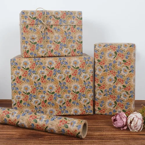 Miniatura 6 de Aimyoo - Rollo de papel de regalo floral Kraft - Rollo jumbo - 30 pulgadas x 33 pies - Papel de regalo vintage con flores para todas las ocasiones