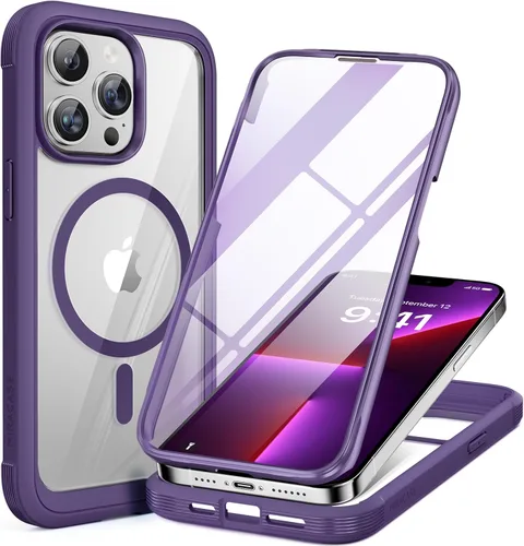Miniatura 61 de Miracase Funda para iPhone 13 de 6.1 pulgadas, [sin burbujas] funda de teléfono de cuerpo completo con pantalla de vidrio completa integrada, sin