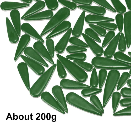 Miniatura 3 de uxcell Mosaico de cerámica, 7.05 oz de lágrima de hojas de flores, bloques de mosaico para manualidades, decoración del hogar, verde oscuro