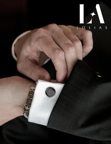 Miniatura 4 de LOLIAS 3 pares de gemelos con iniciales para hombre, juego de gemelos clásicos para hombre, estilo casual a formal, con caja de regalo, gemelos