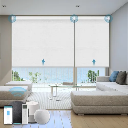 Miniatura 10 de Persiana Motorizada, Compatible con Homekit Thread-Enabled, Persianas Inteligentes 100% Opacas con Control Remoto, Persiana Enrollable Eléctrica