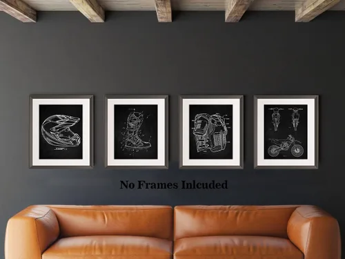 Miniatura 2 de Arte de pared de patente para motocicleta, motocross, lienzo vintage, armadura de cuerpo de casco, botas de motocicleta, impresiones artísticas