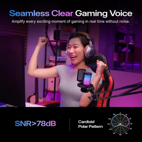 Miniatura 4 de MAONO USB Gaming Microphone for PC, Noise Cancellation Condenser Mic with RGB Lights, Mute, Gain for Streaming, Recording, Podcast, Chat, Twitch