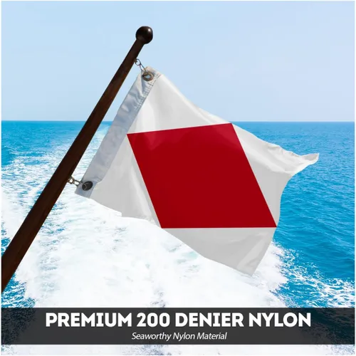 Miniatura 2 de AGAS Foxtrot Code F Marine Signal - Bandera de 1 x 1.25 pies, nailon 200D impreso, cabecera de lona, ojales de latón, bordes cosidos y no destiñen