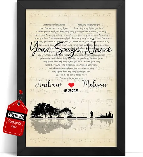 Miniatura 25 de VICILO Póster Enmarcado con Letras de Canción Personalizadas, Regalo para Padres, Acordes de Canción Perfectos, Pareja, 50° Aniversario de Boda