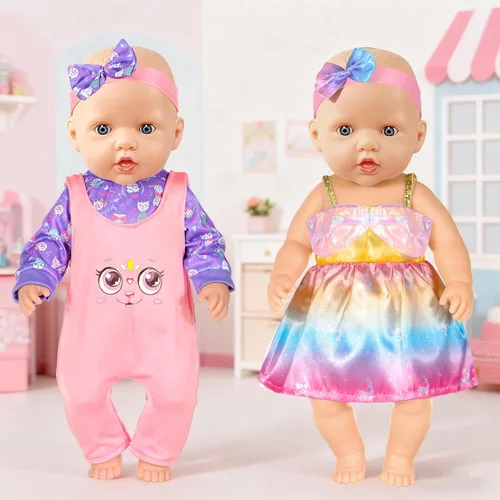 Miniatura 5 de 10 juegos de ropa y accesorios para muñecas que incluyen monos y atuendos para muñecas recién nacidas de 14 a 17 pulgadas (35 a 43 cm)