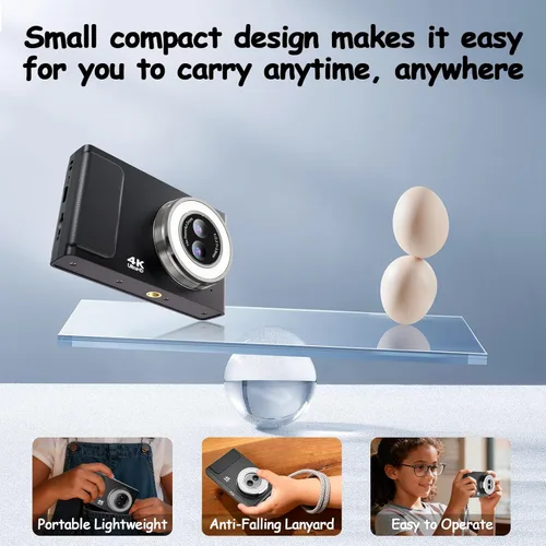 Miniatura 5 de JDZ Cámara digital 4K para fotografía con enfoque automático, cámara de vlogging de 48MP para YouTube, zoom 16X retro estilo CCD cámara compacta