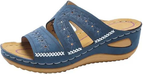 Miniatura 10 de Ladmiple - Sandalias ortopédicas de cuña para mujer, cómodas sandalias ortopédicas para caminar con soporte de arco 2024 Y-Verde
