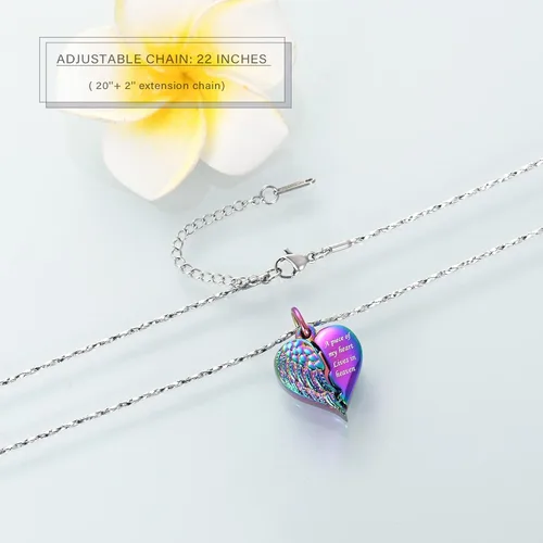 Miniatura 19 de Imrsanl Collar con dije de urna de cremación en forma de corazón para cenizas humanas – Un pedazo de mi corazón vive en el cielo