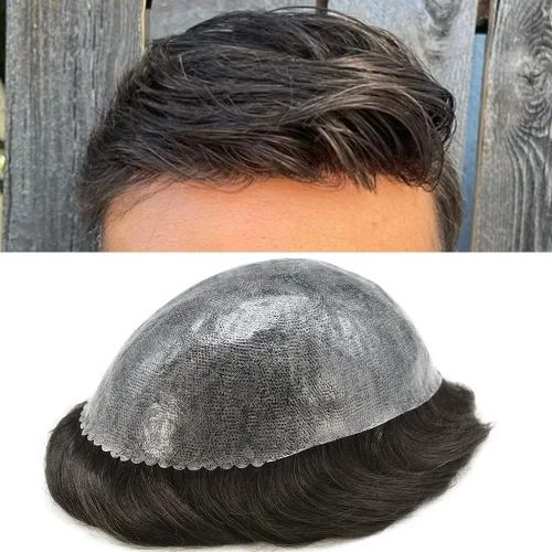 Miniatura 41 de Toupee - Pieza de cabello humano real para hombre, piel completa de polietileno, sistema de reemplazo de cabello para hombres, piezas invisibles