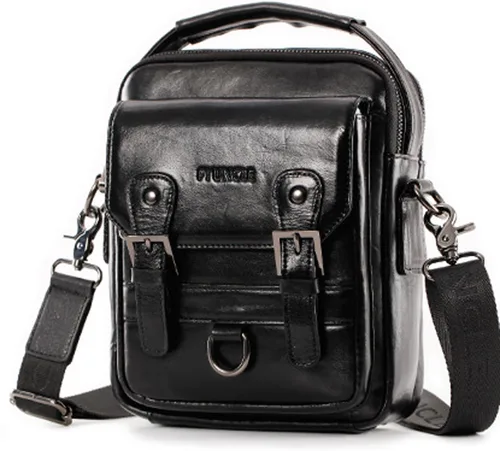 Hebetag Bolso bandolera de cuero pequeño para hombre, para viajes al aire libre, negocios