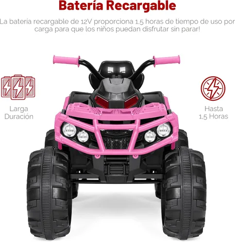 Miniatura 6 de Best Choice Products ATV eléctrico de 12 V para niños, juguete de 4 ruedas con audio Bluetooth, velocidad máxima de 3.7 mph, neumáticos con pisadas