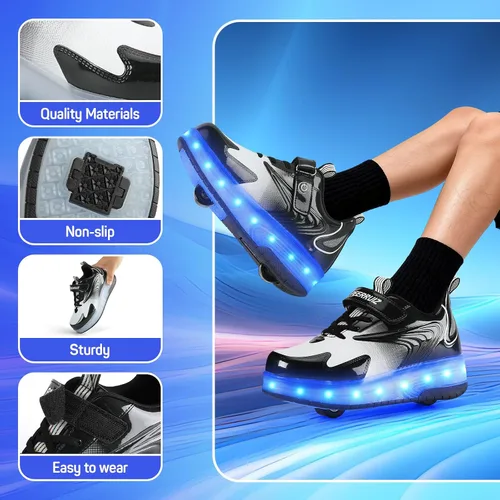 Miniatura 4 de Zapatos para niños con ruedas - 4 en 1 Zapatos con ruedas iluminados con luces LED recargables por USB para regalos de Navidad y escuela