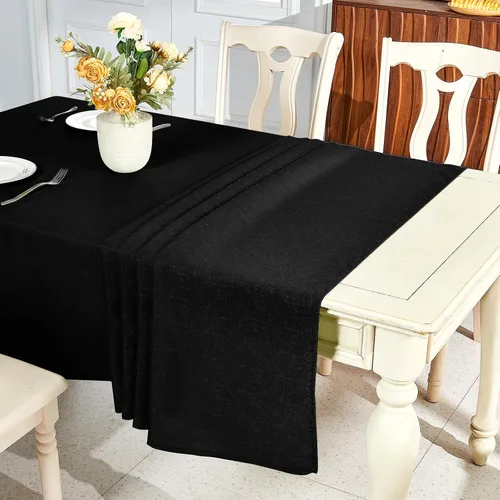 Miniatura 4 de IVAPUPU Mantel de Lino Texturizado para Mesa Rectangular - Mantel de Tela Impermeable Rectangular Sin Arrugas Limpiable Cubierta de Comedor