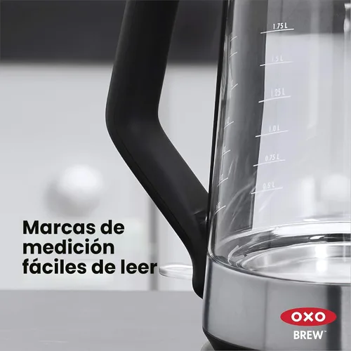 Miniatura 6 de OXO Hervidor eléctrico de vidrio, inalámbrico, de acero inoxidable