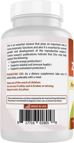 Miniatura 7 de Best Naturals Suplementos de zinc de 30 mg (como citrato de zinc), vitaminas de zinc para adultos, apoyo inmunológico, 120 tabletas