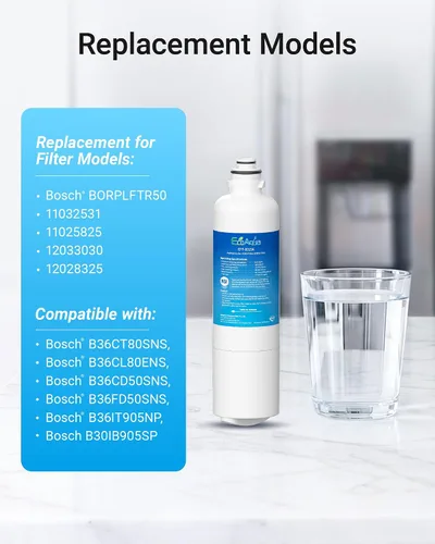 Miniatura 3 de EcoAqua 11032531 Repuesto para Bosch Ultra Clarity Pro BORPLFTR50, 12033030, 11025825, BORPLFTR55, B36CD50SNS, B36CT80SNS, B36CL80ENS, B36FD50SNS