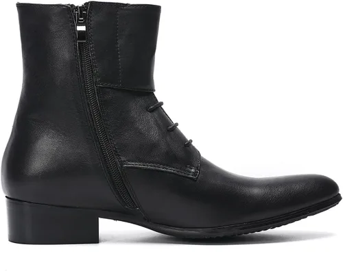 Miniatura 3 de Santimon Botas vaqueras para hombre, vestido formal, botas Chelsea de cuero genuino, botas casuales Patry de moda occidental, formal, baile
