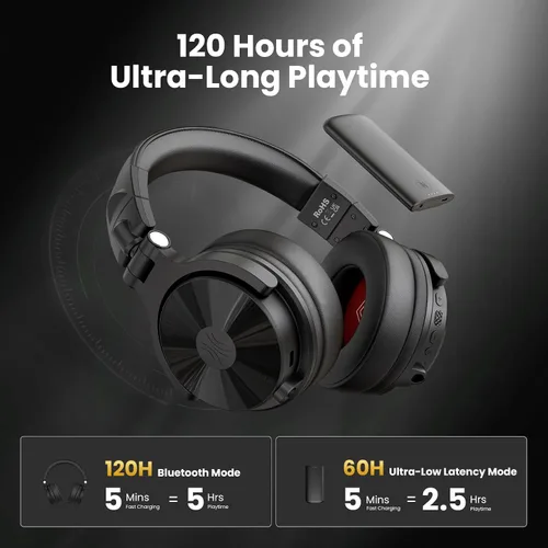 Miniatura 4 de OneOdio Studio Max 1-20MS Auriculares inalámbricos DJ de baja latencia, tiempo de reproducción de 120 horas, audio de alta resolución /LDAC