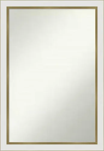 Miniatura 312 de Amanti Art Espejo de baño blanco para sobre el fregadero, 30 x 35 pulgadas, espejo de tocador rectangular estrecho de Eva de oro blanco, marco
