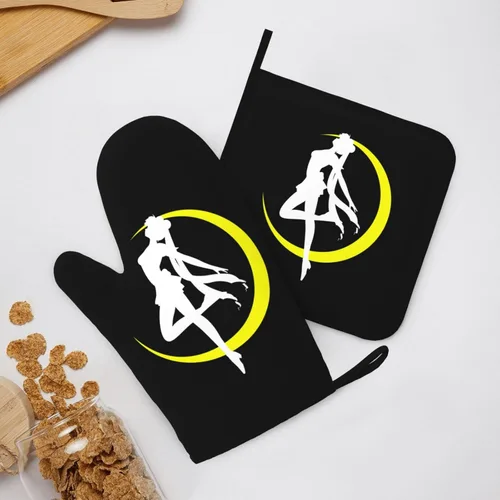 Juego de manoplas para horno y soportes para ollas, resistentes al calor, antideslizantes, de silicona, con guantes de horno y almohadillas Sailor