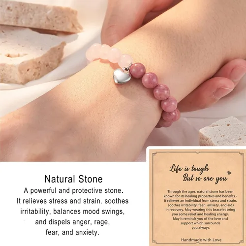 Miniatura 2 de HGDEER Get Well Soon Gifts - Pulsera curativa de amatista natural para mujeres, hombres, adolescentes y niñas, Metal, Sin gemas.