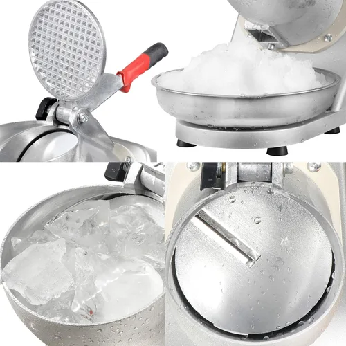 Miniatura 7 de Zeny Máquina trituradora de hielo, eléctrica, para hacer conos de nieve, de acero inoxidable, 145 libras por hora Plateado