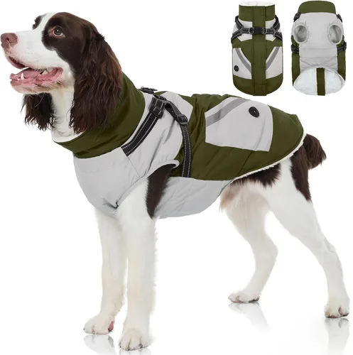 Miniatura 9 de FUAMEY Chaquetas de invierno para perros pequeños, abrigo para perros con arnés incorporado, trajes de nieve impermeables para perros, chaqueta