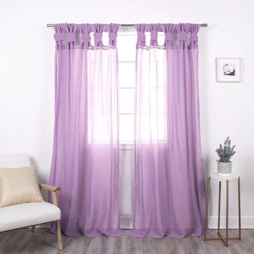 Miniatura 10 de Best Home Fashion Juego de 2 cortinas traslúcidas de lino sintético con pestaña torcida, tratamiento de ventana para sala de estar, comedor, Gris