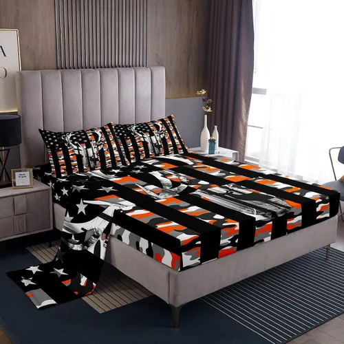 Miniatura 16 de Juego de sábanas de Navidad para niños, 3 piezas, tamaño individual, juego de ropa de cama con estampado de alce dorado y árboles de regalo