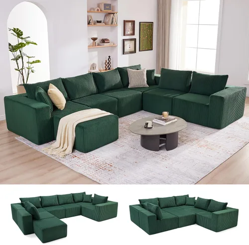 Miniatura 20 de Sofá modular de 108 pulgadas, sofá modular de nube con asiento profundo, moderno sofá modular en forma de L con diván, sofás tapizados sin hueso