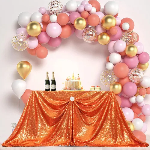 Miniatura 174 de PartyDelight Mantel de lentejuelas redondo de 50 pulgadas, color dorado claro, adorno de mesa para decoración de bodas, fiestas, cumpleaños