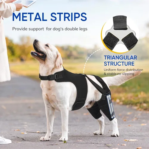 Miniatura 2 de Rodillera para perro para patas traseras desgarradas del ligamento cruzado anterior – Soporte ajustable antideslizante para piernas de perro con 4