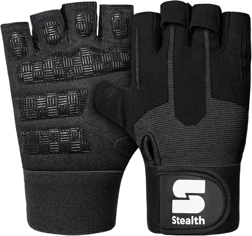 Stealth Sports Guantes de entrenamiento de levantamiento de pesas para hombres y mujeres, agarre acolchado de gel antideslizante, protección