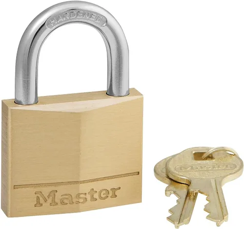 Miniatura 9 de Master Lock 140T Candado de latón sólido con llave, paquete de 2