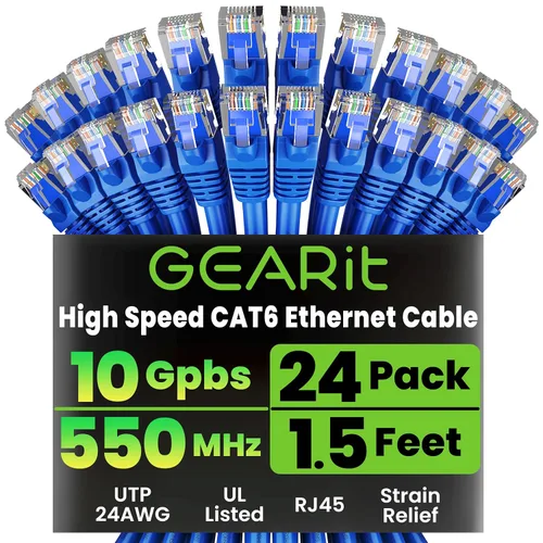 Miniatura 42 de GearIT Cable Ethernet Cat 6 de 1.5 pies y 18 pulgadas (paquete de 24) - Cable de conexión Cat6, cable de conexión Cat 6, cable Cat6, cable Ethernet