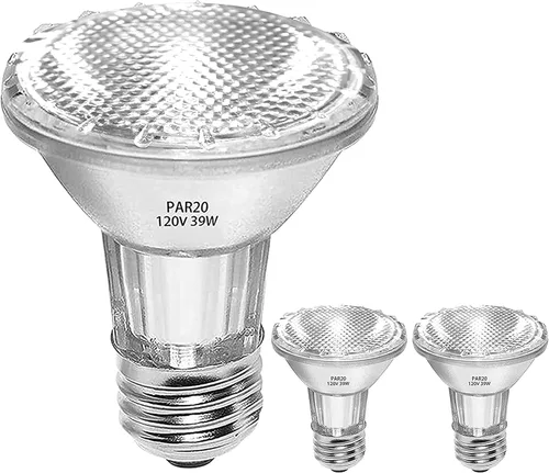 PAR20 Bombillas halógenas, 39 W de alto rendimiento (reemplazo de 50 W) PAR20 bombilla de inundación, regulable, 120 V, 1755 lúmenes, 2700 K, blanco