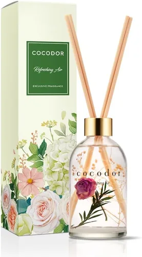 Miniatura 12 de COCODOR Juego de Difusor de Varillas de Junco con Flores / 6.7 oz / Eucalipto Limón / Difusor de Aroma con Varillas Fragancia para el Hogar Difusor