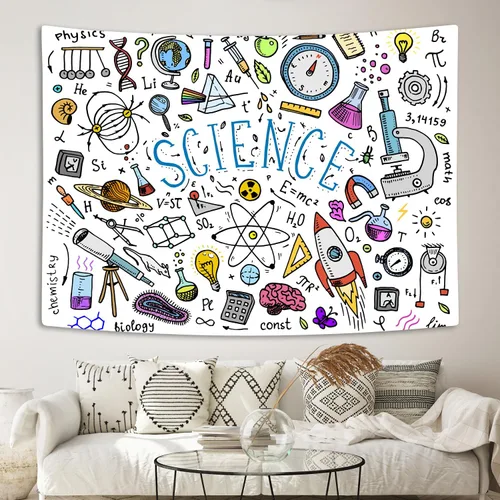 Miniatura 2 de Tapiz de ciencia educativa, física, matemáticas, química, biología, tapiz para colgar en la pared, tapiz para estudiantes y profesores, tapiz