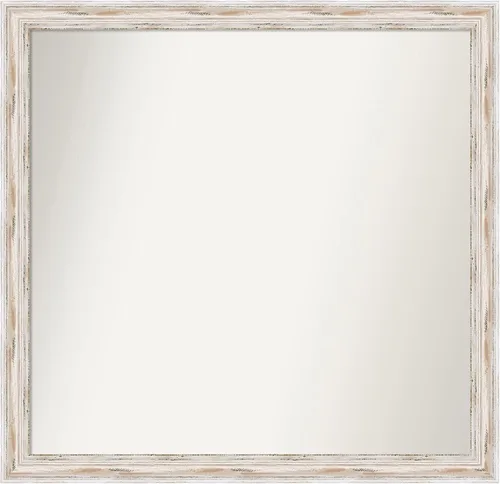 Miniatura 482 de Amanti Art Espejo de baño blanco para sobre el fregadero, 30 x 35 pulgadas, espejo de tocador rectangular estrecho de Eva de oro blanco, marco