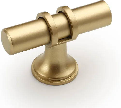 Miniatura 14 de Amerdeco ZH0050 - Paquete de 10 pomos de bronce champán para gabinetes, barra en T de 2 pulgadas, manijas de gabinete de cocina, manijas