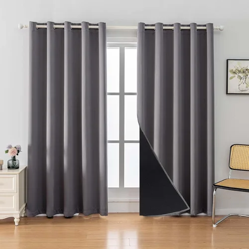 Miniatura 46 de Anytime Juego de 2 paneles de cortinas 100% opacas, con aislamiento térmico para dormitorio, paneles de sombreado completo