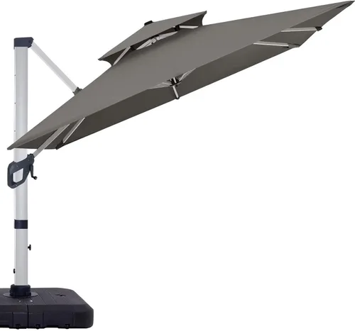Miniatura 9 de ABCCANOPY Patio Umbrella Cantilever Double Top Outdoor Offset Umbrella with 360° Rotation