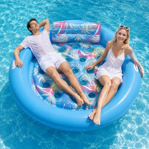 Miniatura 10 de OKSUWATER - Flotadores de piscina para adultos, resistente, 75 x 75 pulgadas, flotador inflable para piscina con almohada extraíble y asas